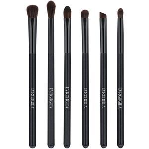 6 Pcs Black Professional Blending Soft Hairs Eye Makeup Brush Set & Wood Handle
